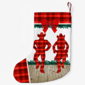 赤い格子模様のカントリーラインダンサー スモールクリスマスストッキング (裏面)