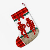 赤い格子模様のカントリーラインダンサー スモールクリスマスストッキング (裏面 (吊り時))
