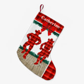 赤い格子模様のカントリーラインダンサー スモールクリスマスストッキング (正面 (吊り時))