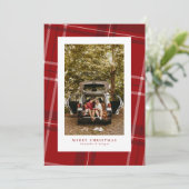 赤い格子模様のクラシックの休日の写真カード シーズンカード (スタンド正面)