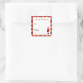 赤い格子模様のクリスマスくるみ割り器 スクエアシール (バッグ)