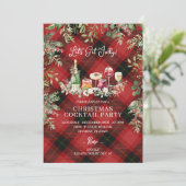 赤い格子模様のクリスマスカクテルが届くすてき 招待状 (スタンド正面)