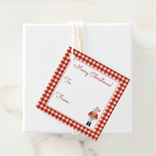 赤い格子模様のクリスマスナツクラッカーマウスのキング先/元 フェイバータグ (インサイチュ)