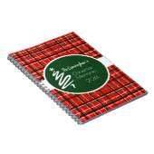 赤い格子模様のクリスマスパーソナライズされたスパイラルノート ノートブック (右側)