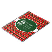 赤い格子模様のクリスマスパーソナライズされたスパイラルノート ノートブック (左側)