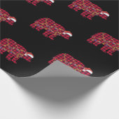 赤い格子模様のクリスマスライトベアーサンタハット ラッピングペーパー (角)