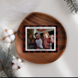 赤い格子模様のクリスマス　あなただけのイメージを追加 シーズンカード