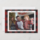 赤い格子模様のクリスマス あなただけのイメージを追加 シーズンカード (正面)