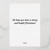 赤い格子模様のゴールド グランドパ フォト コジーだけどエレガント 箔シーズンカード (裏面)