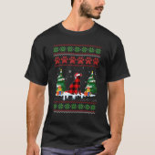 赤い格子模様のジャック・ラッセル・テリア犬の醜いクリスマス Tシャツ (正面)