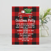赤い格子模様のトラック素朴カントリークリスマスパーティー 招待状 (スタンド正面)