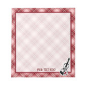 赤い格子模様のバイオリン ノートパッド (正面)