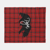 赤い格子模様のパパベア フリースブランケット (正面(横))