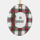 赤い格子模様のパーソナライズされたクリスマスセラミックオーナメント セラミックオーナメント (右)