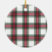 赤い格子模様のパーソナライズされたクリスマスセラミックオーナメント セラミックオーナメント (裏面)