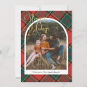 赤い格子模様のフォトクリスマスカード シーズンカード (正面)