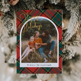 赤い格子模様のフォトクリスマスカード シーズンカード