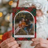 赤い格子模様のフォトクリスマスカード シーズンカード