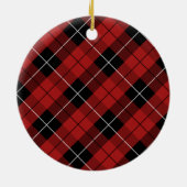 赤い格子模様のボーンドッグ写真と名前 セラミックオーナメント (裏面)