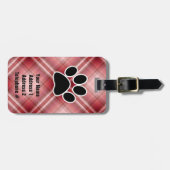 赤い格子模様のポープリント ラゲッジタグ (正面横)