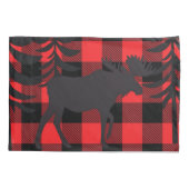 赤い格子模様のムースシルエット 枕カバー (裏面)