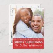 赤い格子模様のメリークリスマス写真葉書 シーズンポストカード (正面/裏面)