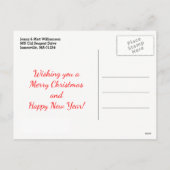 赤い格子模様のメリークリスマス写真葉書 シーズンポストカード (裏面)