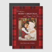 赤い格子模様のメリークリスマス1写真 (正面/裏面)