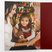 赤い格子模様のメリークリスマス1写真 三つ折りカード (内部最初)