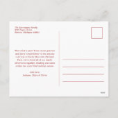 赤い格子模様のモノグラム写真クリスマス シーズンポストカード (裏面)