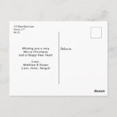 赤い格子模様の休日3枚の写真クリスマスポストカード ポストカード (裏面)