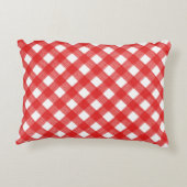 赤い格子模様の入ったリバーシブルジンジャーブレッドクリスマス アクセントクッション (裏面)