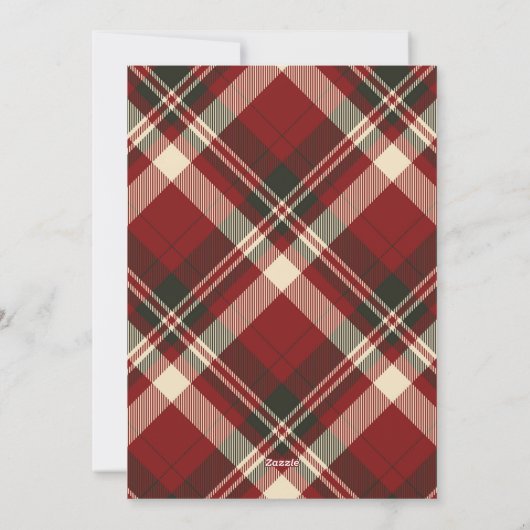 赤い格子模様の写真クリスマス シーズンカード (裏面)