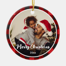 赤い格子模様の写真クリスマス