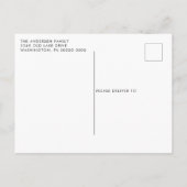 赤い格子模様の写真メリークリスマスカード ポストカード (裏面)