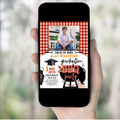 赤い格子模様の卒業BBQパーティー写真招待状 招待状