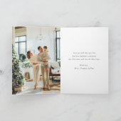 赤い格子模様の水彩鹿メリークリスマスフォト シーズンカード (内部)