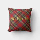 赤い格子模様の背景HoHoHo金ゴールド文字 クッション (正面)
