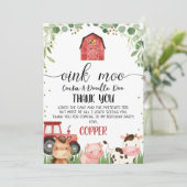 赤い格子模様の葉ファーム誕生日サンキューカード 招待状 (スタンド正面)