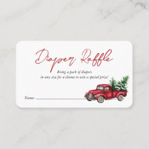 赤い格子模様の赤いトラックおむつラッフルエンクロージャカード