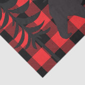 赤い格子模様の黒いクマのシルエット 薄葉紙 (詳細)