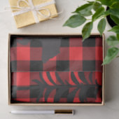 赤い格子模様の黒いクマのシルエット 薄葉紙 (ギフト)