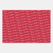 赤い格子模様クリスマスラッピング紙シート ラッピングペーパーシート (正面3)