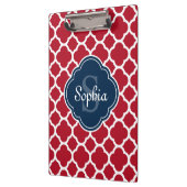 赤い格子模様ネイビーモノグラム クリップボード (左)