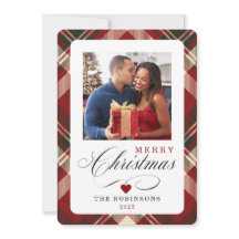 赤い格子模様メリークリスマスフォト