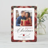 赤い格子模様メリークリスマスフォト シーズンカード (スタンド正面)
