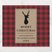 赤い格子模様素朴のメリークリスマス・クラフト ビールラベル (シングルラベル)