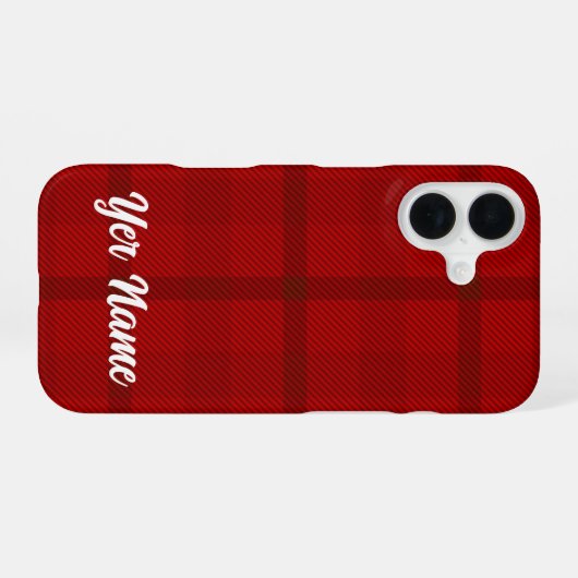 赤い格子模様 –  iPhone 16ケース (裏面横)