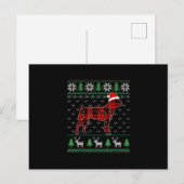 赤い格子犬の醜いクリスマスライトボストンテリア ポストカード (正面/裏面)