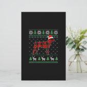 赤い格子犬の醜いクリスマスライトボストンテリア 便箋 (スタンド正面)